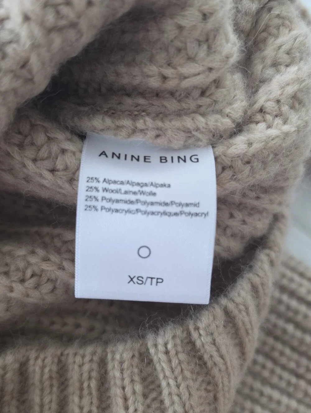 NWOT ANINE BING Sydney Crewneck Sweater XS, Camel, Wool-blend